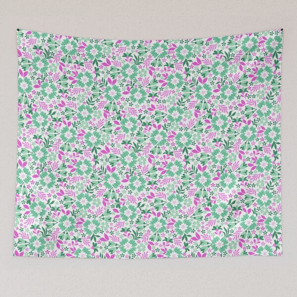 Item preview, Botanical Sage-cotton Candy Pink & Mint Green designed and sold by Fabricatemyart.