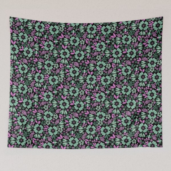 Item preview, Botanical Sage-Dull Forest Green & Pink-purple  designed and sold by Fabricatemyart.