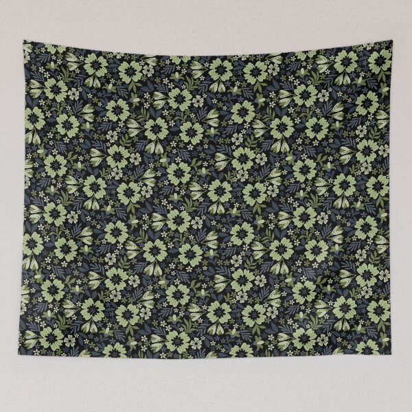 Item preview, Botanical Sage-Dull Charcoal Blue & Earth Green  designed and sold by Fabricatemyart.
