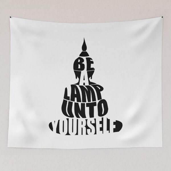 Item preview, Silhouette of Buddha with inspirational quote, "Be a lamp unto yourself." designed and sold by Shawlin Islam.