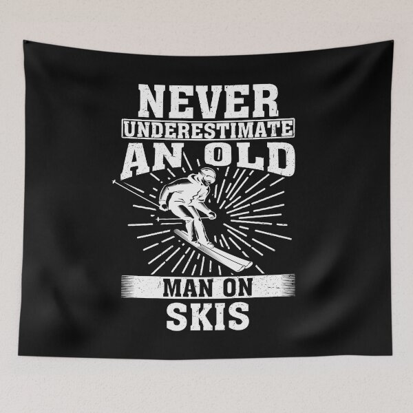 Item preview, Never Underestimate an Old Man On Skis Funny Skier designed and sold by CosmoKitsch.