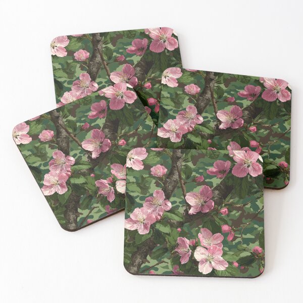 Item preview, Pink Cherry Blossom Camouflage Floral Pattern with Tree Branches and Woodland Background designed and sold by meganohm.