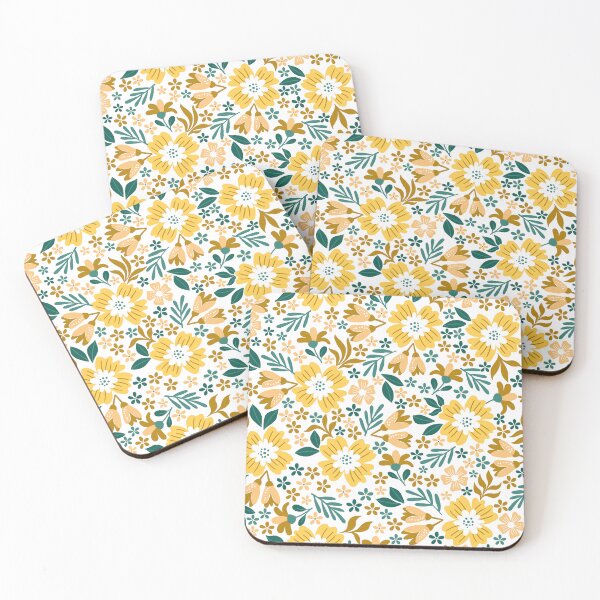 Item preview, Botanical Sage-Teal Green Golden Yellow designed and sold by Fabricatemyart.