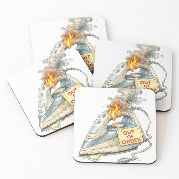 Item preview, Out of Order Iron – Broken and Burning Appliance Sticker designed and sold by Felixuss.