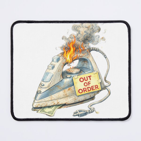 Item preview, Out of Order Iron – Broken and Burning Appliance Sticker designed and sold by Felixuss.