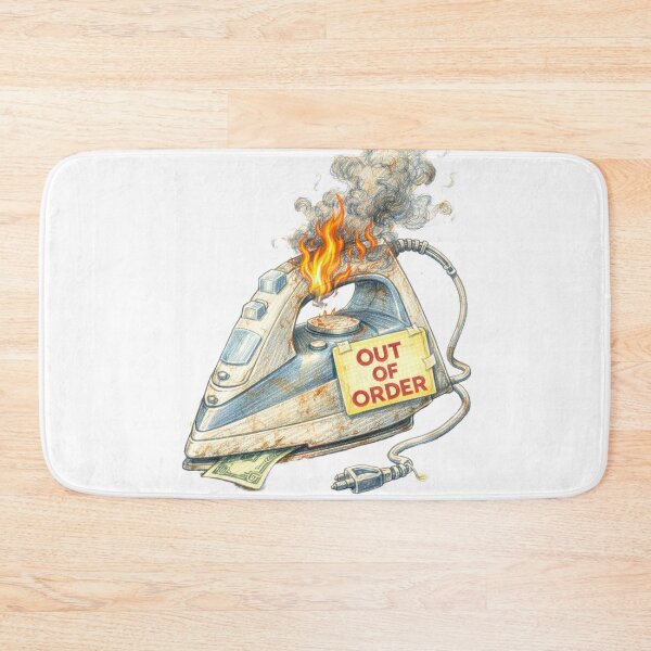 Item preview, Out of Order Iron – Broken and Burning Appliance Sticker designed and sold by Felixuss.