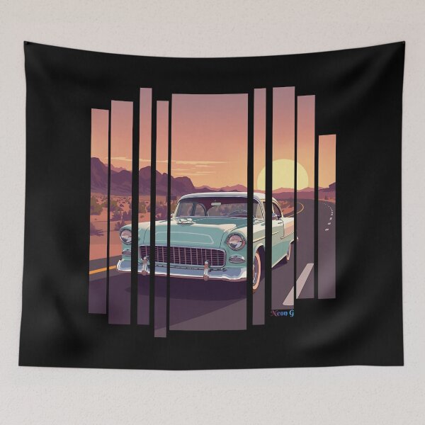 Item preview, Chevy Bel Air 1955, 50s pastel palette, chrome shine, mid-century 8 designed and sold by Neon G.