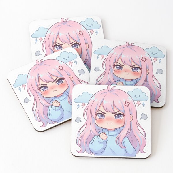 Item preview, Angry Kawaii Chibi Pink Hair Girl designed and sold by juman..