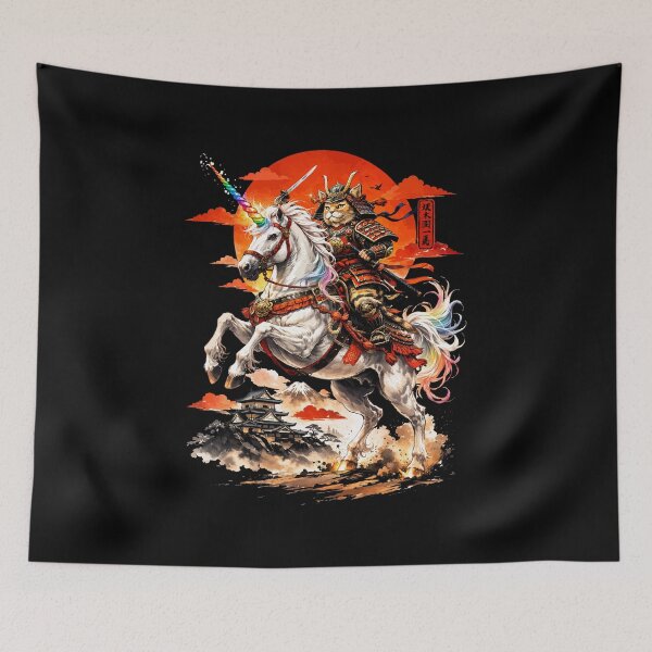 Item preview, Samurai Cat riding a unicorn designed and sold by keytee.