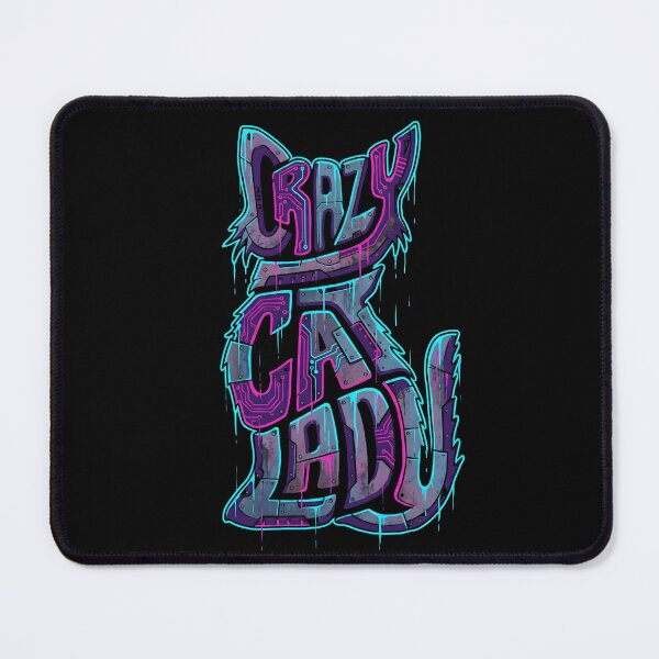 Item preview, Cyberpunk Crazy Cat Lady Neon Glitch Typography 2026 designed and sold by MarCinu Art.