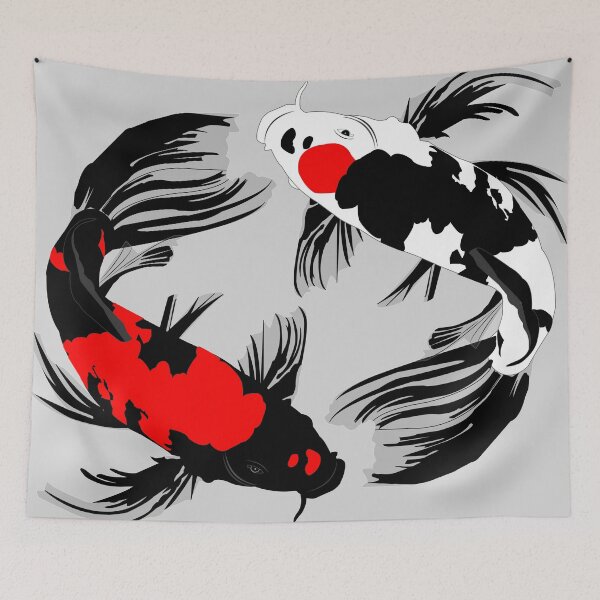 Item preview, Yin Yang Koi Fish Red Black Art designed and sold by PrettyRottenCo.