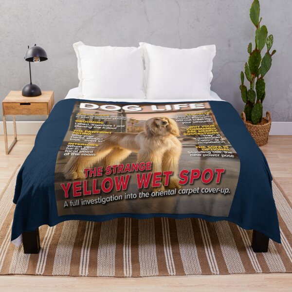 Item preview, DOG LIFE Magazine Cover – "The Strange Yellow Wet Spot" – Funny Afghan Hound Art designed and sold by FrancophileFun.
