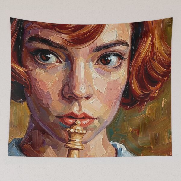 Item preview, The Grandmaster: Anya Taylor-Joy Chess Impasto Portrait designed and sold by Art's Diner.
