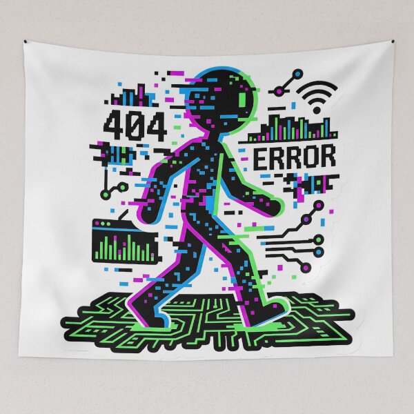 Item preview, Cyber Goth Stickman Glitch Aesthetic Error 404 Digital Burnout designed and sold by StickyGuys.