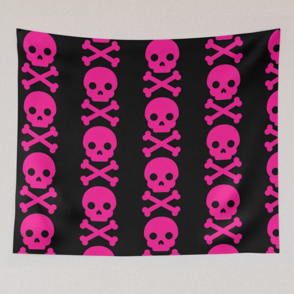 Item preview, Neon Pink Skull and Crossbones Graphic designed and sold by PrettyRottenCo.