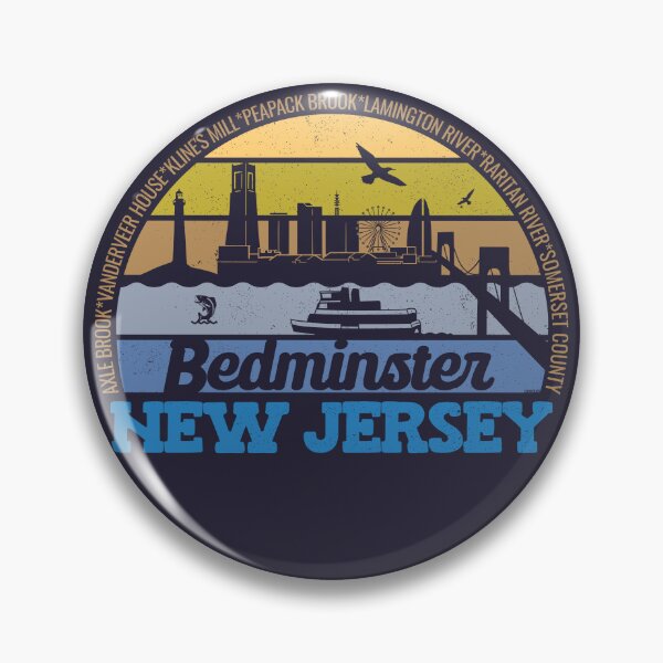 Item preview, Bedminster New Jersey Sunset Retro Vintage Local Pride Logo designed and sold by CRHPOD20.