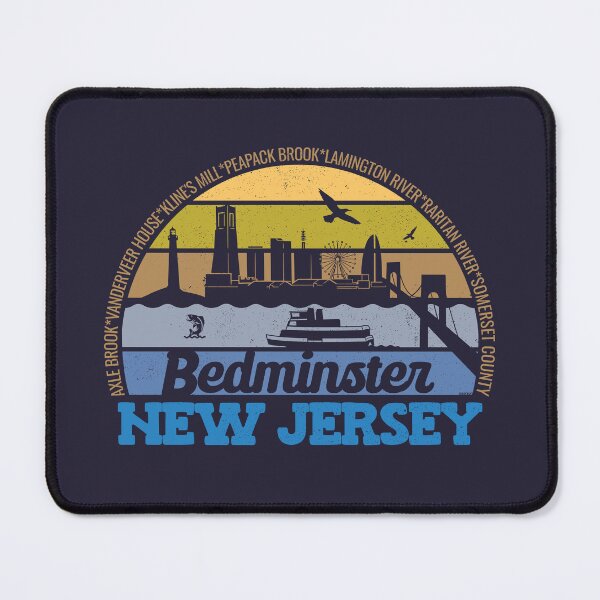 Item preview, Bedminster New Jersey Sunset Retro Vintage Local Pride Logo designed and sold by CRHPOD20.
