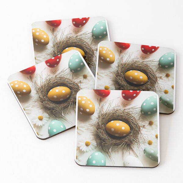 Item preview, Colorful Polka Dot Easter Eggs in Nest with Daisies designed and sold by Stellar Geometry.