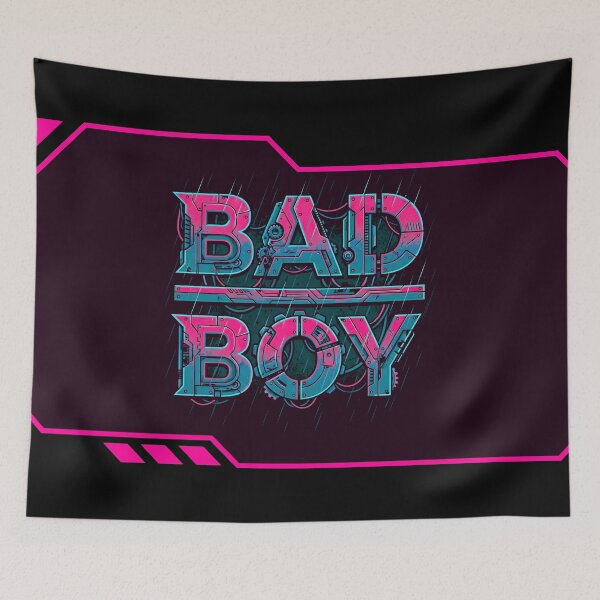 Item preview, Bad Boy Cyberpunk Mecha Typography Neon Glitch 2026 designed and sold by MarCinu Art.