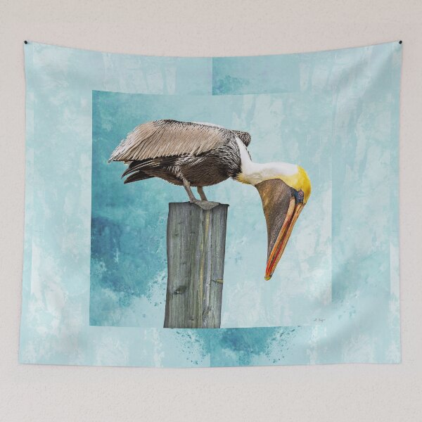 Item preview, Pelican Picnic Tropical Coastal Beach Bird Art designed and sold by Sharon Cummings Art.