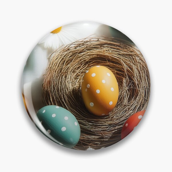 Item preview, Colorful Polka Dot Easter Eggs in Nest with Daisies designed and sold by Stellar Geometry.