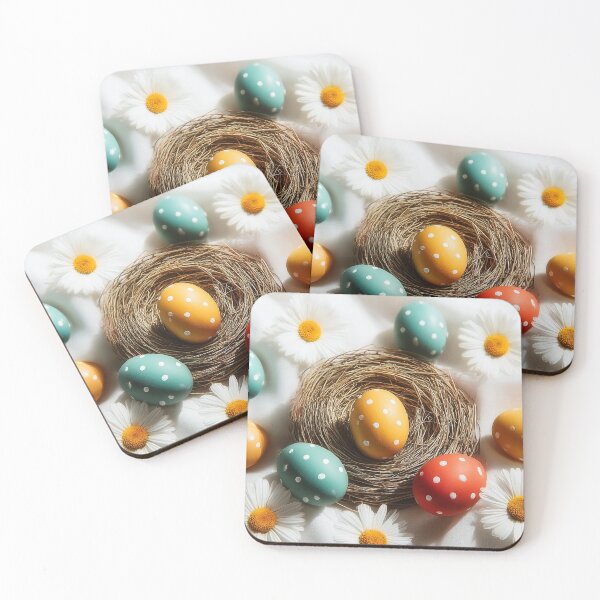 Item preview, Colorful Polka Dot Easter Eggs in Nest with Daisies designed and sold by Stellar Geometry.