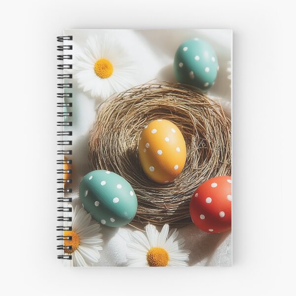Item preview, Colorful Polka Dot Easter Eggs in Nest with Daisies designed and sold by Stellar Geometry.