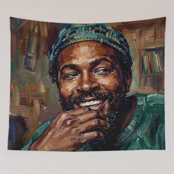 Item preview, The Prince of Soul: Marvin Gaye Radiant Emerald Impasto Portrait designed and sold by Art's Diner.
