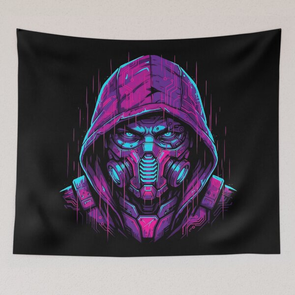 Item preview, Cyberpunk Glitch Hacker Mask Neon 2026 designed and sold by MarCinu Art.