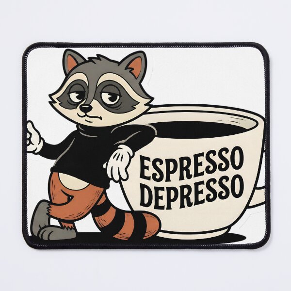 Item preview, Retro Vintage Raccoon Coffee Addict Espresso Depresso Aesthetic Mascot designed and sold by StickyGuys.