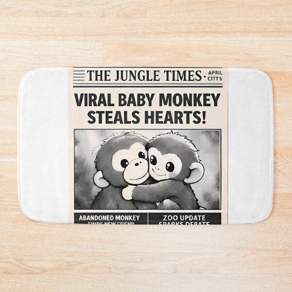Item preview, Viral Baby Monkey Steals Hearts – Cute Newspaper Headline Cartoon designed and sold by 1234saad.