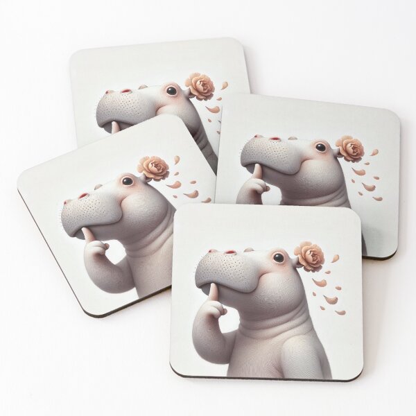 Item preview, A cute hippo making a shushing gesture. designed and sold by ideandesign.