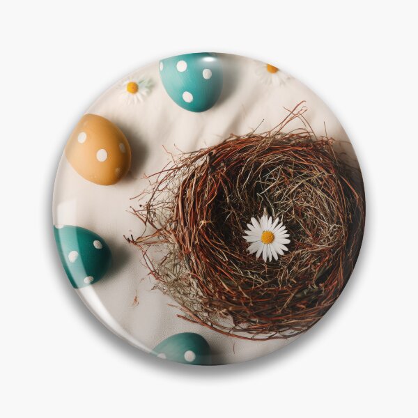 Item preview, Colorful Polka Dot Easter Eggs in Nest with Daisies designed and sold by Stellar Geometry.