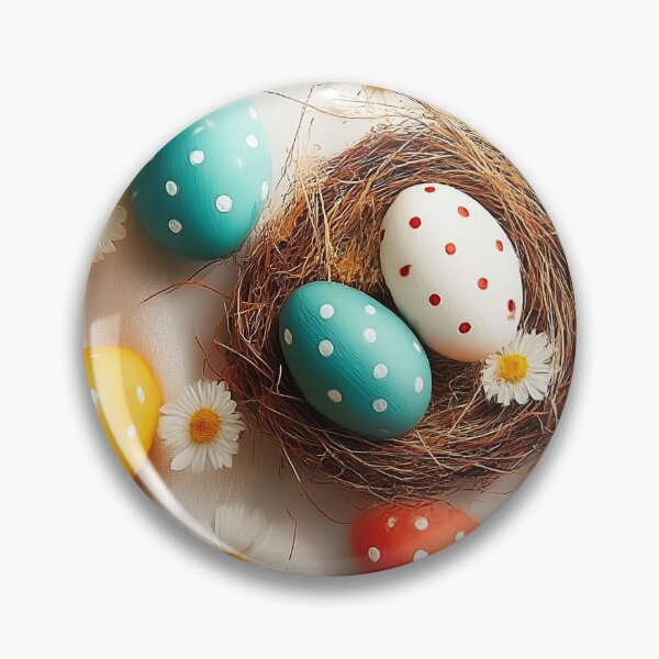 Item preview, Colorful Polka Dot Easter Eggs in Nest with Daisies designed and sold by Stellar Geometry.