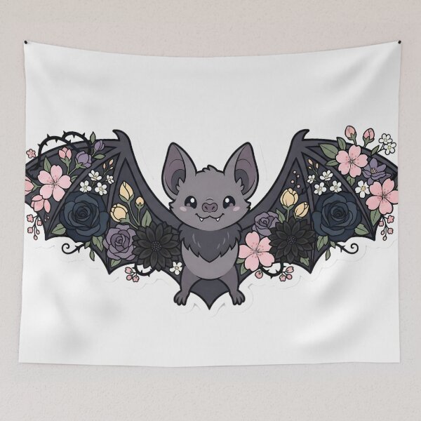 Item preview, Botanical Bat Spring Goth Cute Floral Aesthetic Kawaii Midnight Flower Wings designed and sold by StickyGuys.