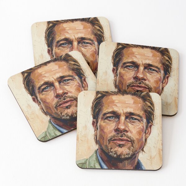 Item preview, The Modern Maverick: Brad Pitt Golden Hour Impasto Portrait designed and sold by Art's Diner.