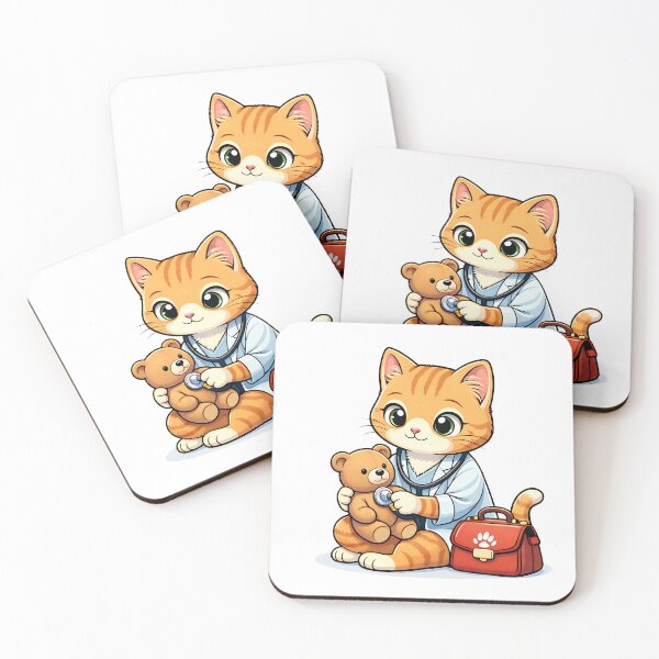 Item preview, Cute Vet Cat – Kawaii Veterinary Nurse Kitty Caring for Teddy Bear | Vet Nurse Gift, Veterinarian Appreciation, Animal Lover Gift designed and sold by Digital Culture Studio.