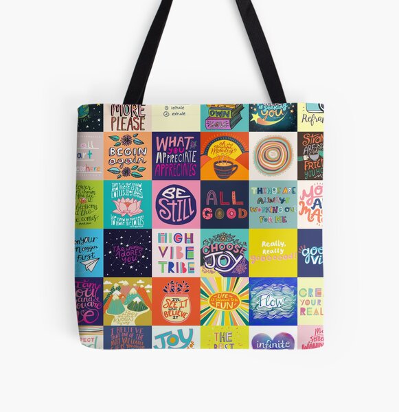 Positivity Patchwork All Over Print Tote Bag