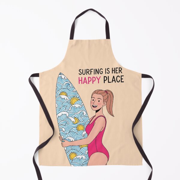 Item preview, Surfing Is Her Happy Place – Surfer Girl Carrying Her Board designed and sold by Sea Gem.