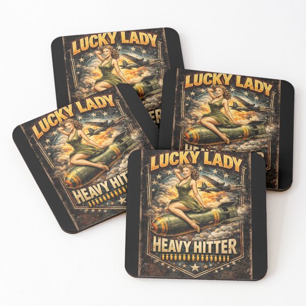 Item preview, Lucky Lady – Heavy Hitter Vintage Pin‑Up Bomber Art designed and sold by TKOprintdesigns.