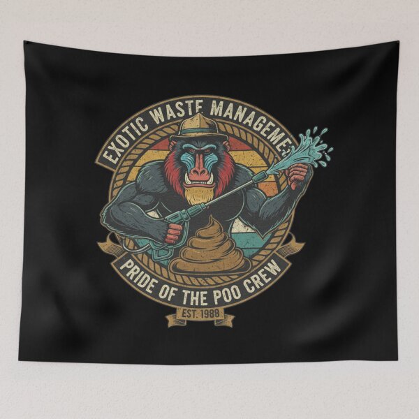 Item preview, Exotic Waste Management Pride of the Poo Crew Mandrill Zookeeper designed and sold by BlissHalo.