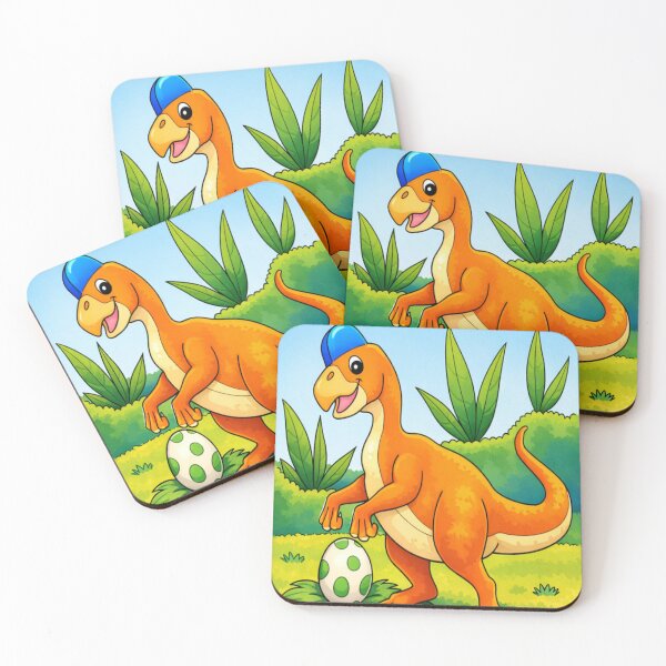 Item preview, Cute Orange Dinosaur with Egg – Kids Cartoon Dino Art designed and sold by MysticOMG.