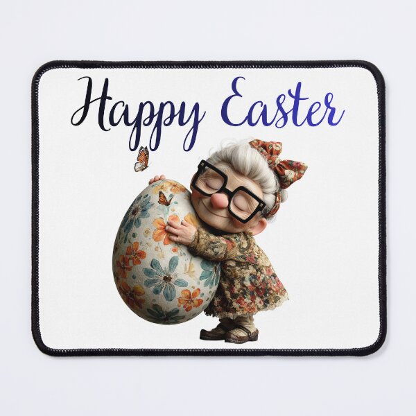 Item preview, Happy Easter - Adorable Grandma with Floral Easter Vintage Egg designed and sold by ArcticFoxStudio.