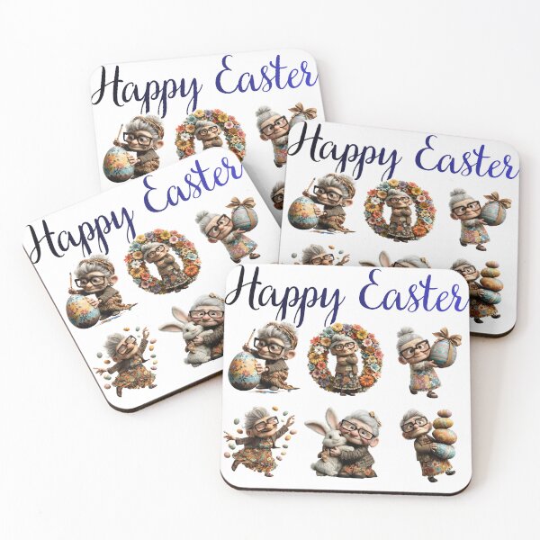 Item preview, Happy Easter Vintage Grandma with Bunny – Cute Floral Easter Egg Illustration designed and sold by ArcticFoxStudio.