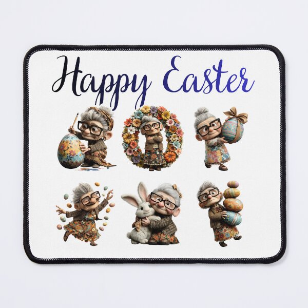Item preview, Happy Easter Vintage Grandma with Bunny – Cute Floral Easter Egg Illustration designed and sold by ArcticFoxStudio.