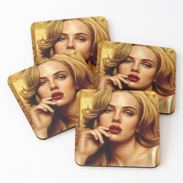Item preview, The Gilded Muse: Scarlett Johansson Gold Leaf Impasto Portrait designed and sold by Art's Diner.