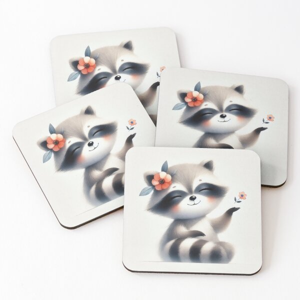 Item preview, A cute raccoon sending a kiss by hand with flower designed and sold by ideandesign.