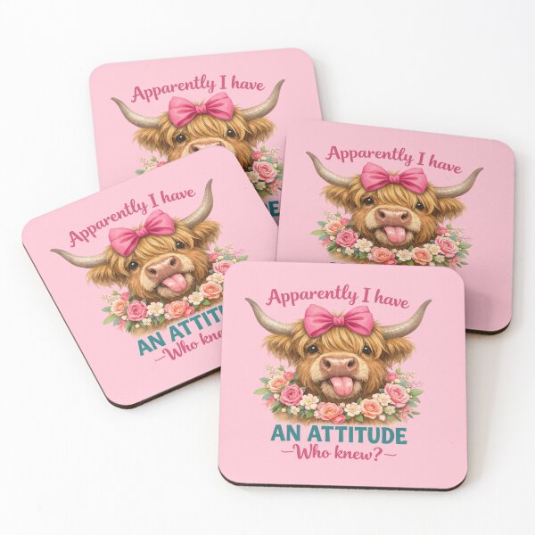 Item preview, Apparently I Have An Attitude Highland Cow Sassy Floral designed and sold by Ali-printshop.