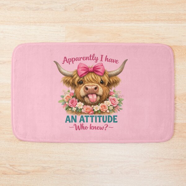 Item preview, Apparently I Have An Attitude Highland Cow Sassy Floral designed and sold by Ali-printshop.