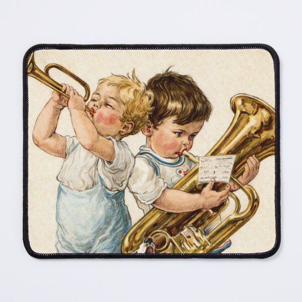Item preview, Vintage illustration children playing brass instruments dog — nursery decor lovers designed and sold by RickE.